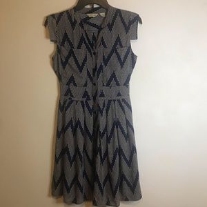 Anthropologie 11.1 Tylho Polka Dot Zigzag Sleeveless Lined Swing Dress Sz XS
